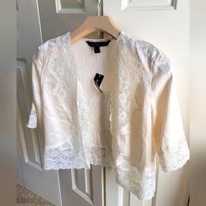 Elegant Cream Lace and Silk Top